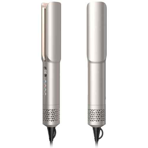 Hair Straightener - 2 in 1 Wet to Dry Hair Dryer and Straightener with High-Speed Airflow + Rapid Heat-Up + Customizable Temperature + LCD Display & Auto Shut-Off + No Heat Damage (Gold)