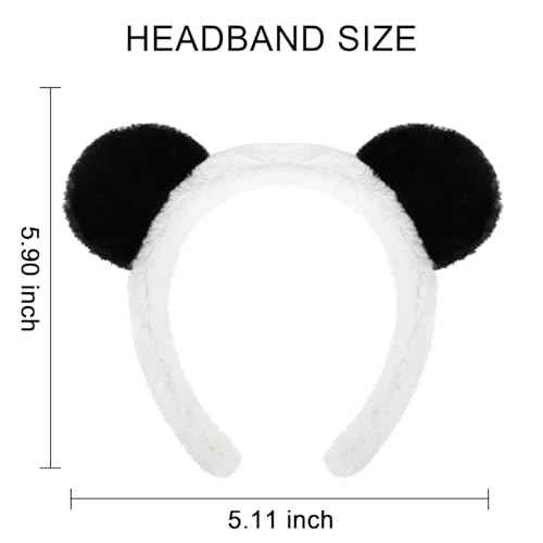 Ondder 3 Pack Bear Ears Headband Cute Panda Ears Fluufy Animal Ear Hairband Halloween Custome Headwear Party Suplies Plush Bear Ears Headband for Spa Makeup Washing Face for Women Girls