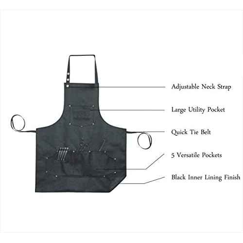 Fac?n Professional Leather Hair Cutting Hairdressing Barber Apron Cape for Salon Hairstylist - Multi-use, Adjustable with 6 pockets - Heavy Duty Premium Quality - Limited Edition - 28" x 24" (Black)
