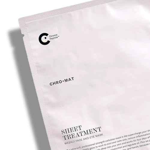 CHROMAT Sheet Treatment ? 4 Pack Sheet Mask ? Face & Eye Mask with Chroma Peptide, Fucoreverse, Tens¡¯Up & Lyocell - Hydrating & Smoothing