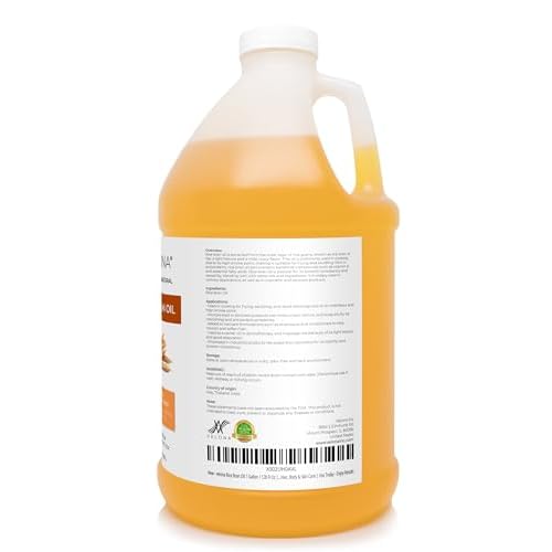 velona Rice Bran Oil 1 Gallon / 128 Fl Oz | 100% Pure and Natural Carrier Oil | Refined, Expeller Pressed | Cooking, Face, Hair, Body & Skin Care | Use Today - Enjoy Results