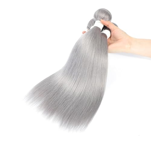 Augfst Brazilian Virgin Human Hair Bundles Sliver Grey Straight Wave Bundles Human Hair 18 20 22 inch Inch 12A Unprocessed Sewn In Quick Weave for Black Women