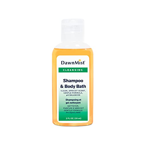 Dukal DawnMist Shampoo & Body Bath, 2 oz Bottles with Dispensing Cap ? Pack of 144 ? Gentle All-in-One Cleanser for Hair & Skin