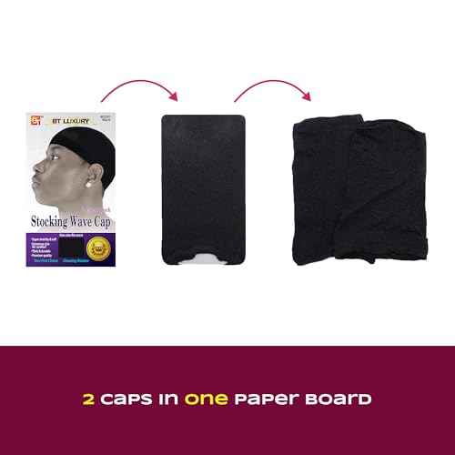 Beauty Town 4 Pcs Thin Stocking Wave Cap Skull Wig Cap for Men (2 Sets of 2)