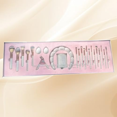 Professional Makeup Brush Set, 23 Pieces, Pink and White, Synthetic Brushes with Diamond Handle, Powder, Contour and Eye Shadow Brushes (23 pieces of white)