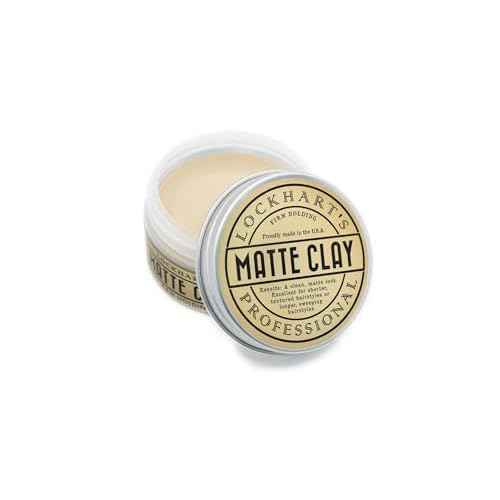 Lockhart¡¯s Professional Matte Clay - Handcrafted Pomades For Men - Made With Kaolin & Beeswax - Medium/Firm Hold, Natural Matte Finish - Handcrafted Styling Clay for Textured Looks (3.4oz)