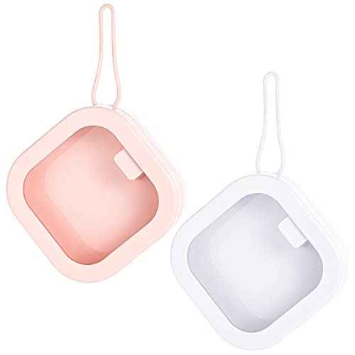 Prudiut) 2pcs Hair Tie Organizer, Hair Tie Holder Clip Organizer Christmas Gifts for Baby Teen Girl Women, Portable Hanging Small Items Desktop Travel Storage Box(Pink and White)