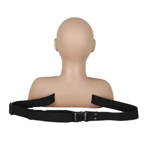 Multifunction Massage Makeup Practice Mannequin Head Model Wig Hat Display Soft Touch Silicone Practice Head for Beauty Salon Equipped with Shoulder Massage Head with Fixing Strap (Chocolate)