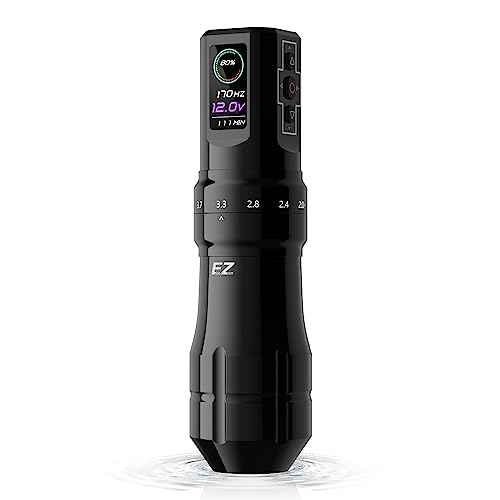 EZ P3 Pro Wireless Tattoo Machine - 6 Strokes 2.0, 2.4, 2.8, 3.3, 3.7, 4.2mm Tattoo Machine Pen with OLED Digital Display 1600mAh Battery Power Tattoo Gun (Gloss Black)
