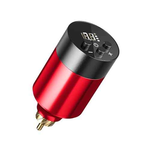 Wireless Tattoo Power Supply with 1500mAh LED Display, Cordless Battery Pack, 2H Fast Charge & Overload Protection - Compatible with RCA Tattoo Pens & Rotary Machines (Red)