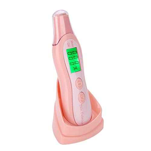 Skin Hydration Tester, Digital LCD Display Precision Skin Sensor Tester Skin Hydration Water Oil Analyzer (White) (Pink)