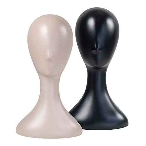 16 Inch Studio Limited Professional Plastic Mannequin Head (Black), Durable Women Model Wig Stand Display Styling Making Display Holder with Jack for Hat, Mask, Headdress, Necklace
