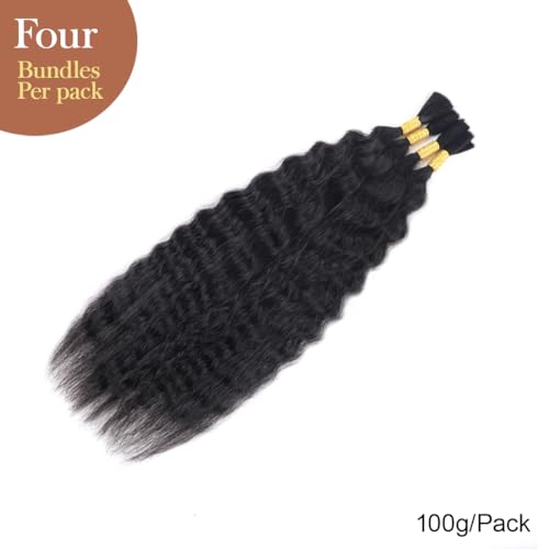 Super Wave Bulk Human Hair For Braiding No Weft 100g (1Pack-4PCS) Wet and Wavy Human Braiding Hair 100% Virgin Human Hair Super French Human Bulk Hair For Boho Braids (Super Bulk 22 Inch)
