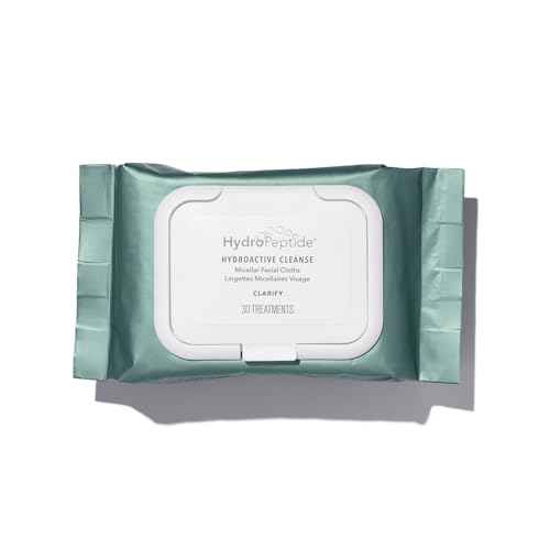 HydroPeptide HydroActive Cleanser, Micellar Facial Cloths, Cleanses Makeup, Dirt, and Excess Oil and Hydrates, 5 Pack (150 total clothes)