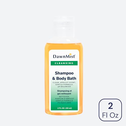 Dukal DawnMist Shampoo & Body Bath, 2 oz Bottles with Dispensing Cap ? Pack of 144 ? Gentle All-in-One Cleanser for Hair & Skin