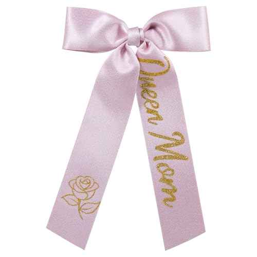 Mothers Day Gift for Mom,5" Long Tail Queen Mom Hair Bows Clips Glitter Pink Ribbon Hairpins Alligator Barrettes for Women Girls Birthday Party Dress Decor Accessory
