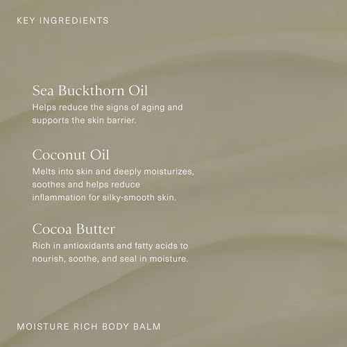 Oak Essentials Moisture Rich Body Balm | Ultra-Hydrating Body Cream with Sea Buckthorn Oil, Cocoa Butter & Coconut Oil, 5.3 Oz
