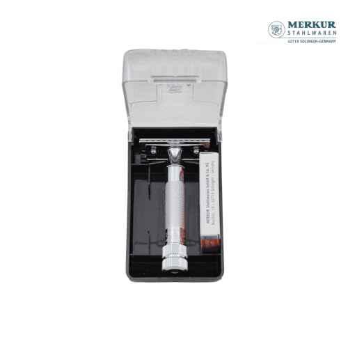 MERKUR 34C Short Handle Heavy Duty Classic Safety Razor Set with 10 Blades In A Box