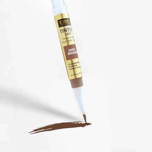 Tinted Lace Precison Parting Pen Dark Brown 0.105oz -Wig Lace Tint with Brush Applicatior, Easy to use, Long Lasting Formula, Blends Natural, Seamless Finish