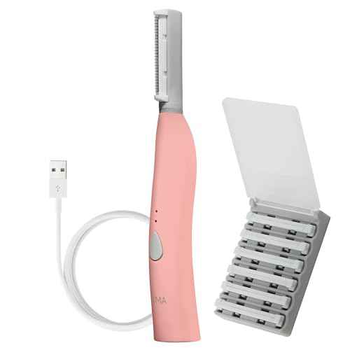 SPA SCIENCES - SIMA Patented Dermaplane Razor for Women Face ? Painless 2-in-1 Facial Exfoliation & Peach Fuzz Hair Removal ? Anti-Aging ? 3 Speeds ? Rechargeable ? 7 Weeks Treatment