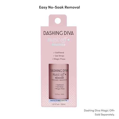 Dashing Diva Glaze Nail Starter Kit - Magenta Madness - Long Lasting, Chip Resistant, Semi-Cured Gel Nail Strips - 7-Piece Manicure Set with 32 Strips and Mini LED Lamp
