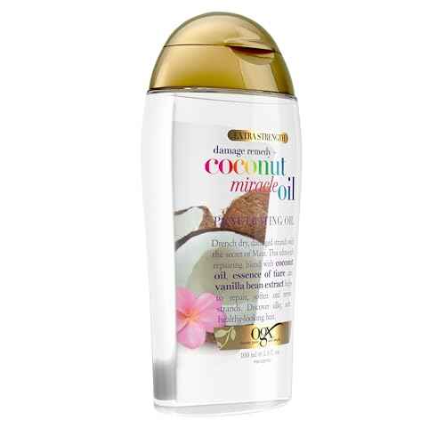 OGX Extra Strength Damage Remedy + Coconut Miracle Oil Penetrating Hair Oil Treatment, Extra Hydrating Anti-Frizz Oil for Coarse, Dry Hair, Paraben-Free, Sulfated-Surfactants Free, 3.3 Fl Oz