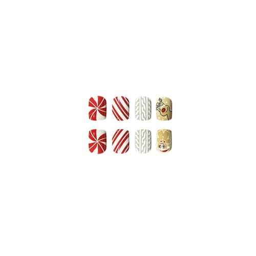 Christmas Press on Nails Short, Christmas Fake/False Nails with Embossed Gingerbread Man Press ons Designs Christmas Nails Press on Acrylic Artificial Nails Stick on Nails For Women 24Pcs