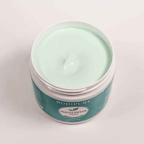 Bodipure Eucalyptus Mud Mask for Body - Rich in Eucalyptus, and Active Mud to Firm and Rehydrate Skin - Spa Quality Mud Moisturizing, and Cooling Skin, 16 Ounce