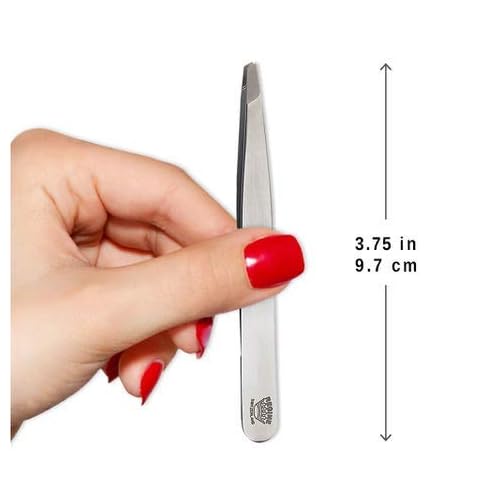 Professional Tweezers Diamond Slant Tip - Diamond Tip Tweezers for Men & Women - High Precision Design for Face, Eyebrow, Hair & Grooming - Stainless Steel Handmade Beauty Tool