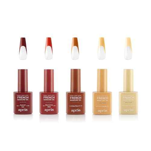 Apres Nail French Manicure Set | Includes 5 Ombre Color | Each Bottle 15mL / 0.5 Fl Oz | 2022 Version (Mumbai)