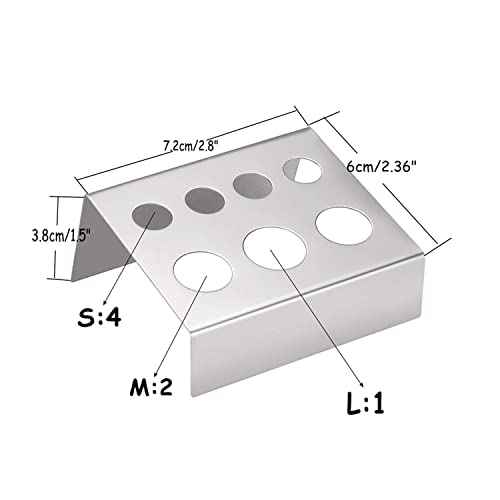 Tattoo Ink Cup Holder,5pcs 7 Holes Stainless Steel Tattoo Pigment Ink Cup Caps Holder Stand Pigment Cup Cap Container Holder Stand for Tattoo Machine Supply (silver)