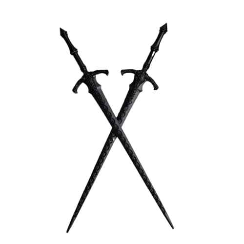 2PCS Retro Viking Hair Sticks ? Black Gothic Metal Sword Hair Pins for Women, Perfect for Renaissance Festivals, Halloween, Thick Hair & Updos (RLAL)
