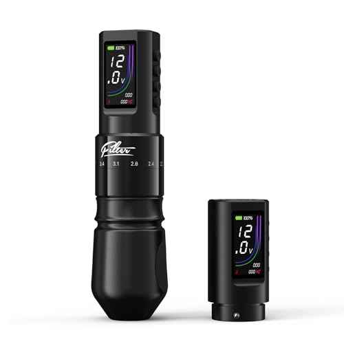 Filter Tattoo Gun - 7 Strokes 2.0-4.0mm Tattoo Machine Pen with Extra OLED Digital Display 1600mAh Battery Power Tattoo Kit for Beginners and Artists (X40 Black)