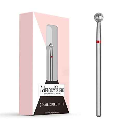 MelodySusie Ball Shape Cuticle Clean Nail Drill Bit 3/32'', Professional Safety Carbide Diamond Nail Bit Nail Cleaner for Cuticle Dead Skin Nail Prepare, Two Way Rotate, Manicure Nail Salon Supplies