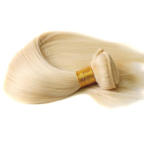 613 Bundles Human Hair Extensions 100g/Bundle 613 Color Real Human Hair Extensions For Women Light Blonde Color Human Hair Bundles 2-3set Can Be Full Head (Straight Hair, 28 Inch)