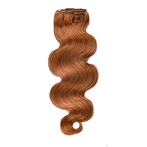 viviaBella Body Wave Clip in Human Hair Extensions Copper Red 22 Inches 140 Gram Human Hair human hair clip in extensions Brazilian Virgin Hair Double Weft 7Pcs/lot 16 Clips(Copper Red, 140g 22")