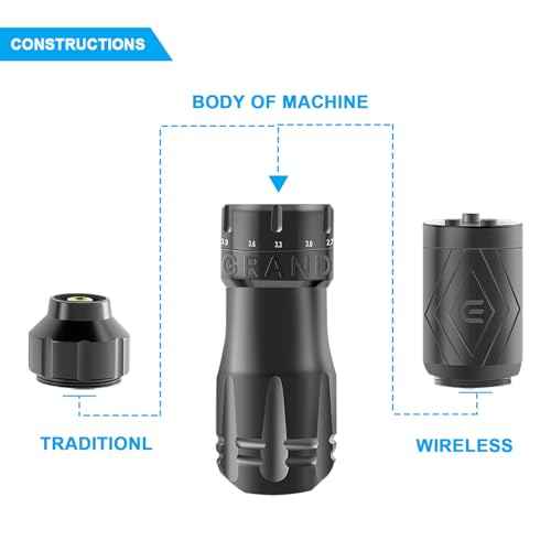 Emalla Grand G3 Tattoo Pen Machine, Professional Black Tattoo Machine 2.4mm-4.2mm Stroke Long Working Pen Premium for Artists Tattoo Supplies