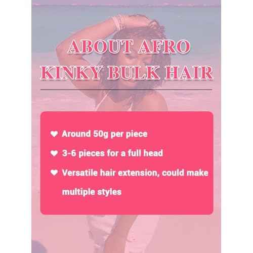 REBECCA FASHION Afro Kinky Bulk Human Hair 50g/Pack Braiding Hair for Dreadlock Extensions, Loc Repair, Afro Kinky Curly Human Hair Bulk for Twist 18 Inch Chocolate Brown Color
