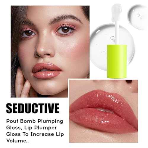 Hydrating Lip Oil, Big Brush Head Lip Glaze Shiny Transparent Lip Glow Oil, Nourishing & Non-sticky Long Lasting Fresh Clear Smooth Lip Care Plumping Lip Oil (Set A+B)