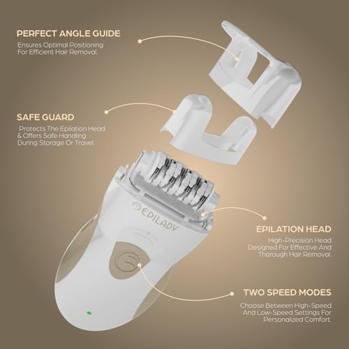 Epilady Legend 5 Rechargeable Cordless Epilator for Women, 56-Tweezer Dual Speed Full Body Hair Removal Device for Legs, Underarms, Bikini & Face, Long-Lasting Smooth Skin, Travel Case Included