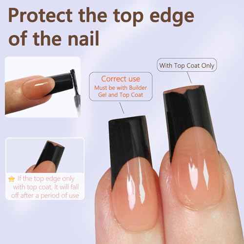 Misssix French Gel Nail Tips, 240Pcs French Tip Press on Nails Long Square Pink, No Need to File Tips Pre-lasting, Fake Nails for Nail Art DIY 15 Sizes