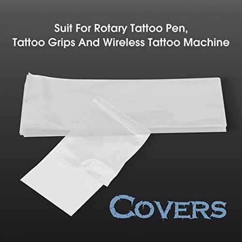 INKin Tattoo Machine Covers - 200pcs (2 inch X 6.4 inch) Disposable Tattoo Pen Machine Bags Transparent White Cartridge Machine Sleeves for Wireless Battery Tattoo Pen Machine