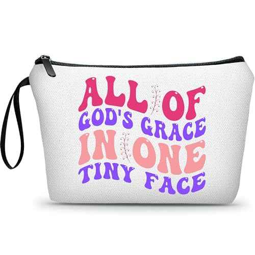 God Daughter Gifts for Girls - All Of God's Grace In One Tiny Face - Small Cosmetic Makeup Makeup Travel Organizer - Teacher & Friendship Motivational Gifts
