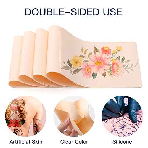 Blank Tattoo Practice, 10Pcs Double Sides 8x6" Tattooing Skins Microblading Eyebrow Practice Skin for Tattoo Supplies, Tattoo Kit, for Beginners and Experienced Artists