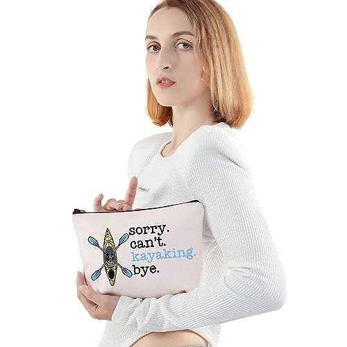 JNIAP Kayaking Makeup Bag Kayak Lovers Gifts Kayaking Gifts Sorry Can't Kayaking Bye Kayaking Zipper Pouch (Kayaking Bye)