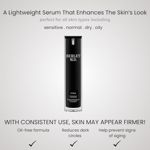 FIRM Face & Eye Serum, Oil-Free Firming & Anti-Aging Serum with Peptides, Aloe Vera & Cucumber Extract, Reduces Dark Circles & Fine Lines, Vegan, Fragrance-Free, All Skin Types, 30ml
