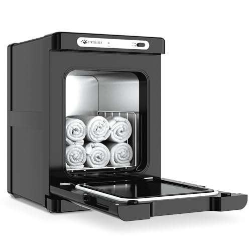 Hot Towel Warmer, 5L Towel Warmer Cabinet, Small Towel Heater with Stainless Steel Rack, Professional Towel Heating Box, Use for Spa, Beauty Salon, Barber, Massage, Gym, Home (Black)