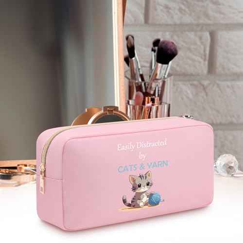 Heigebi Cat Themed Gifts for Girl Cat Oxford Cloth Makeup Bag for Women Friends Cat Lover Zipper Cosmetic Pouch for Teens Daughter Sister Bestie Double Side Printed Toiletry Bag