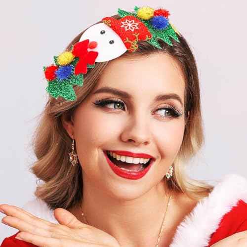 CAKURE Christmas Headband Xmas Hair Accessories Red Green Hair Hoop Holiday Party Headwear Decoration for Women and Girls