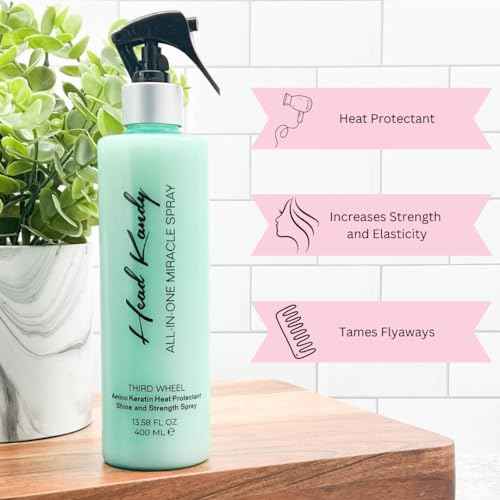 Head Kandy Heat Protectant Spray For Hair | The Third Wheel | Thermal Protection Spray With Amino Keratin | Protects Against Heat Damage, Breakage, Humidity | 13.5 oz